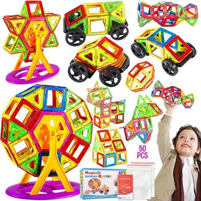 Magnetische Constructies - ZIG-ZAG GEBIEDEN - Parent - 50 Stuks - Veelkleurig - ABS Plastic