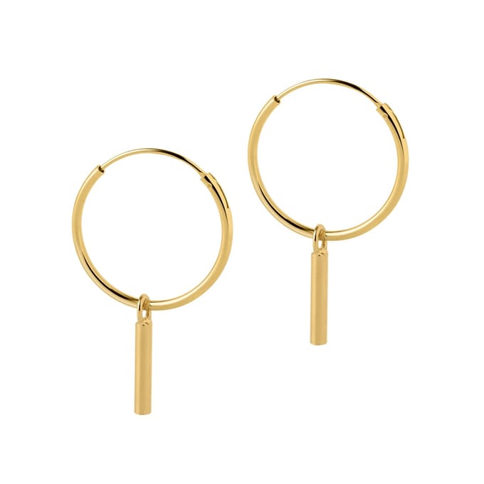 Goud Plated Hoops Met Lang Staafje 18 MM