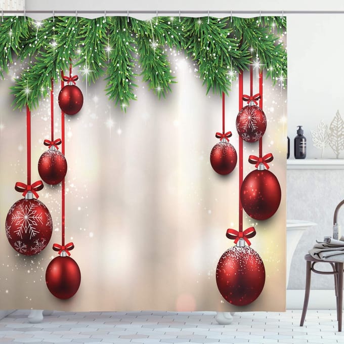 ABAKUHAUS Douchgordijn – 175x220 cm – Groen en Rood – Modern Ontwerp
