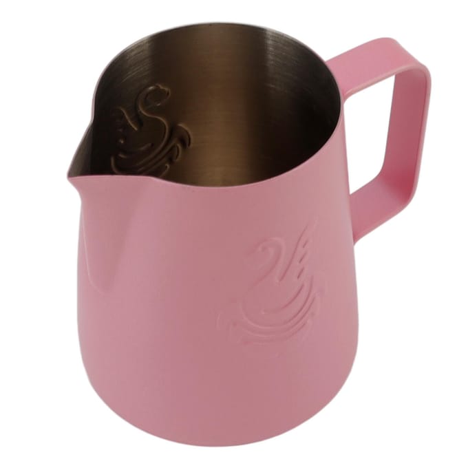 Melkopschuimkan Multifunctioneel 304 Roestvrij Staal Koffie Stoomkan met Handvat voor Melk L roze