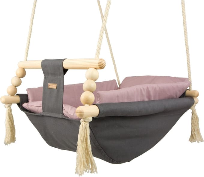 Babyschommel - voor binnen - grijs roze - tot 20 kg
