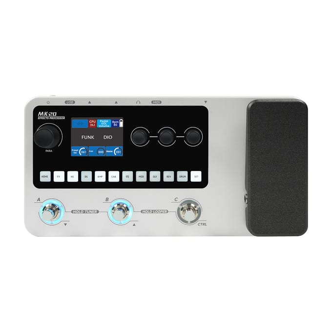 Gitaar Multi-effecten Pedaal Processor 120 AMP Geluiden 320 Effecten 2,4 Inch Scherm Aanpasbaar 3 Voetschakelaars Looper Trommel white