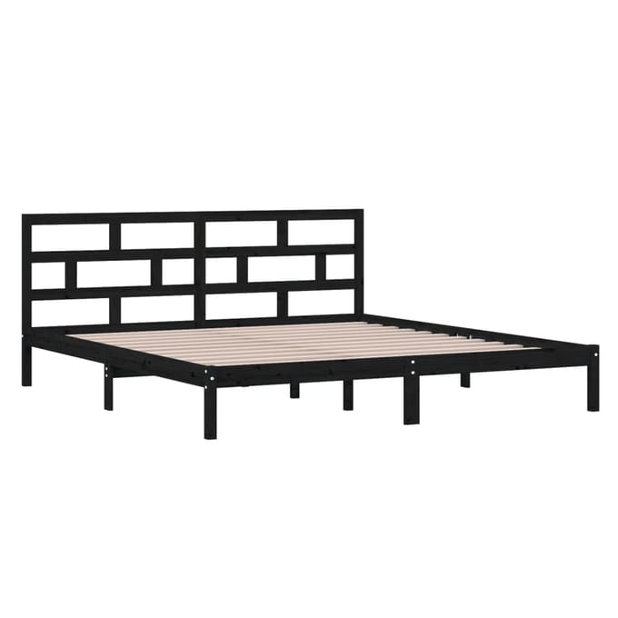 vidaXL - Bedframe - massief - grenenhout - zwart - 140x190 - cm