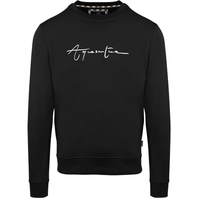Aquascutum Heren Script Crew Neck Regular Sweatshirt (Zwart)
