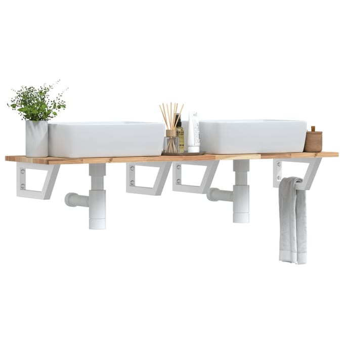 vidaXL - Badkamer - wandschap - staal - en - massief - acaciahout