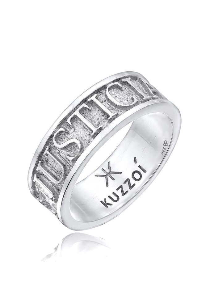 KUZZOI - Ring - Heren Band Belettering Massief in 925 Sterling Zilver - Heren