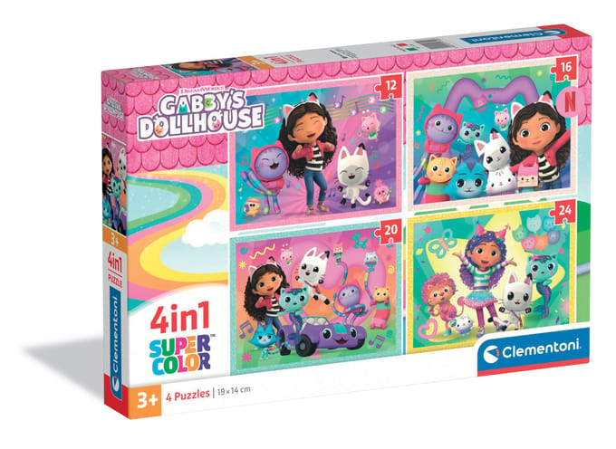Clementoni puzzel Gabby's Dollhouse 4 in 1 12,16,24 stukjes