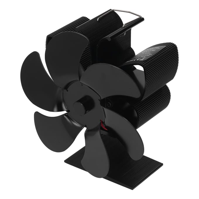6 Blads Kachelventilator Zelfstartend Hoge Temperatuurbestendigheid en Energie-efficiëntie Warmte-aangedreven Ventilator black