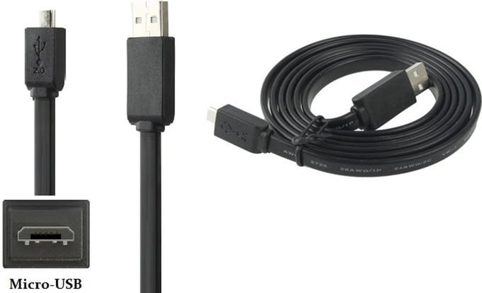 OneOne 1,5m Micro USB kabel. Extra sterke platte laadkabel. Stevig oplaadkabel snoer past op Samsung Galaxy A01 Core, A02, M01 Core, M01s, M01, M02, J2 Core