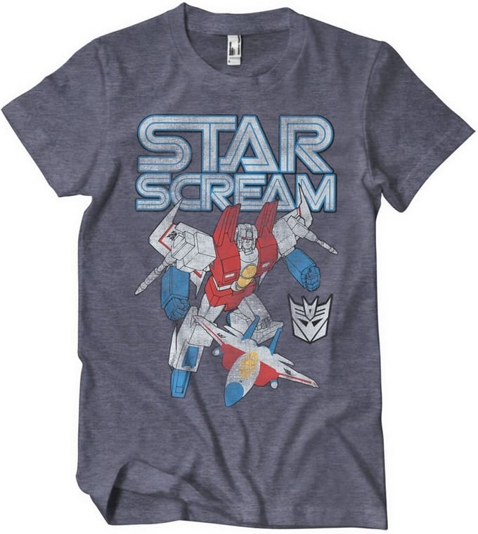 Transformers Stars-kleurig, crèmekleurig, gewassen T-shirt, marineblauw/gemêleerd