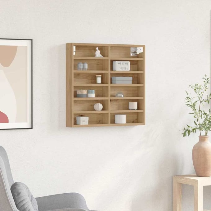 vidaXL - Display - Kast - Muurmontage - Artisan - Eiken - 60 - x - 8,5 - x - 58 - cm