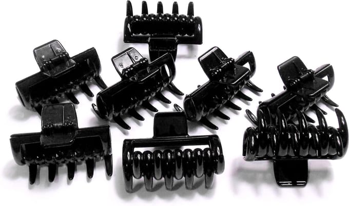8 haarklemmen 7 cm glanzend zwart