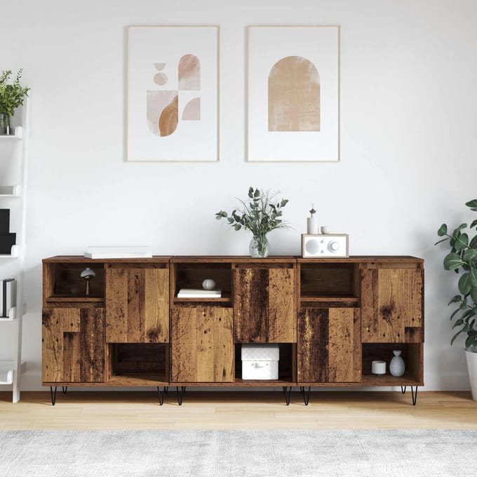 vidaXL - Dressoir - 3 - st - Oudhout - 60 - x - 35 - x - 70 - cm