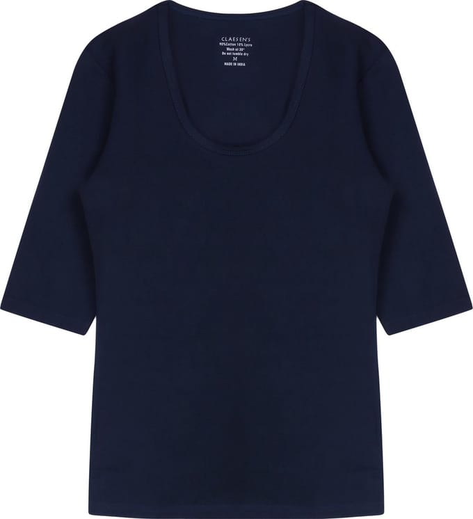 Claesen's® - 3/4 Sleeve R-Neck T-Shirt Cotton/LycraN 8017-Navy-S