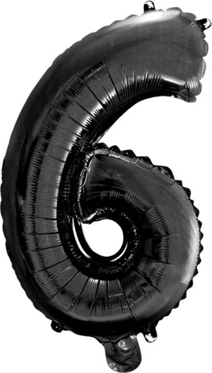 Folie Ballon Cijfer 6 zwart 41 cm