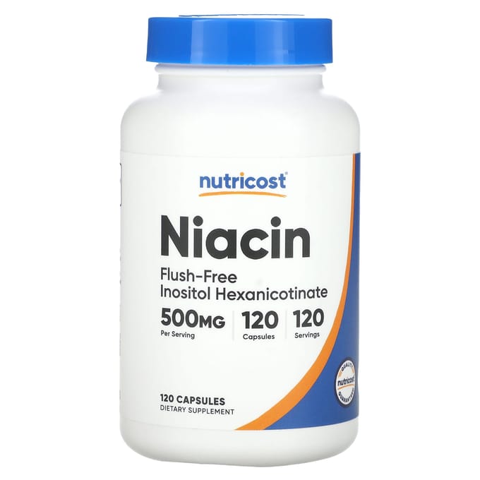 Nutricost, sans niacine, sans bouffées vasomotrices, 500 mg, 120 gélules