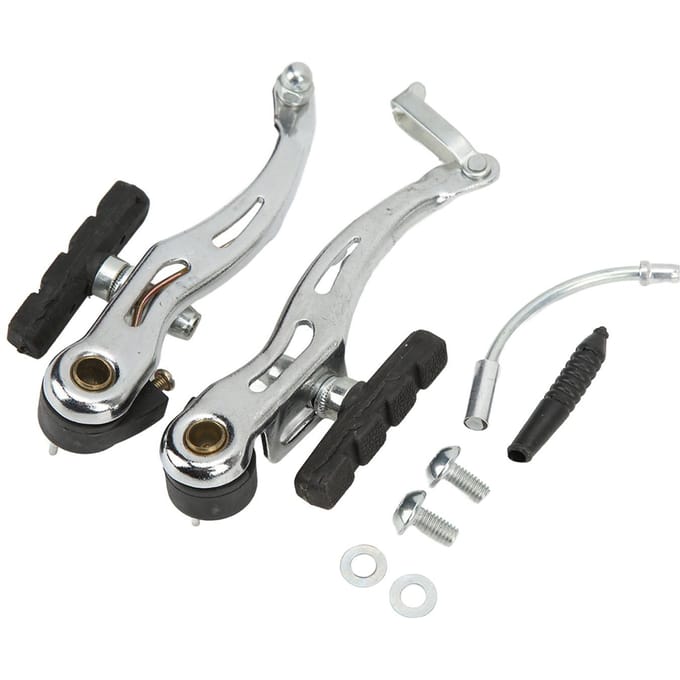 1 Paar Fietsremset Universele Handrem Gelegeerd Staal voor Mountainbike Vouwfiets white