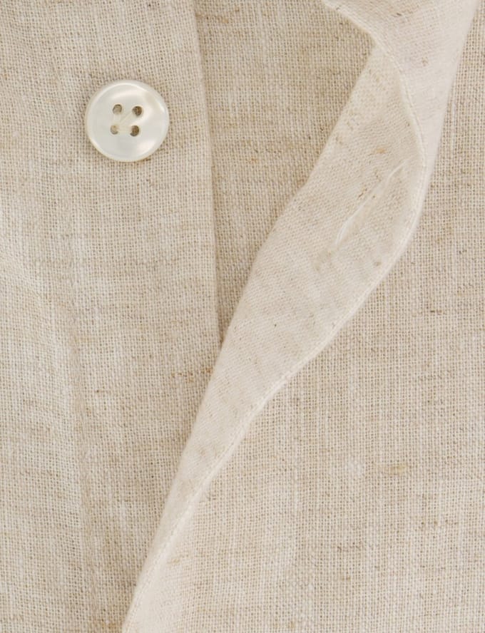 John Miller tailored fit overhemd beige linnen