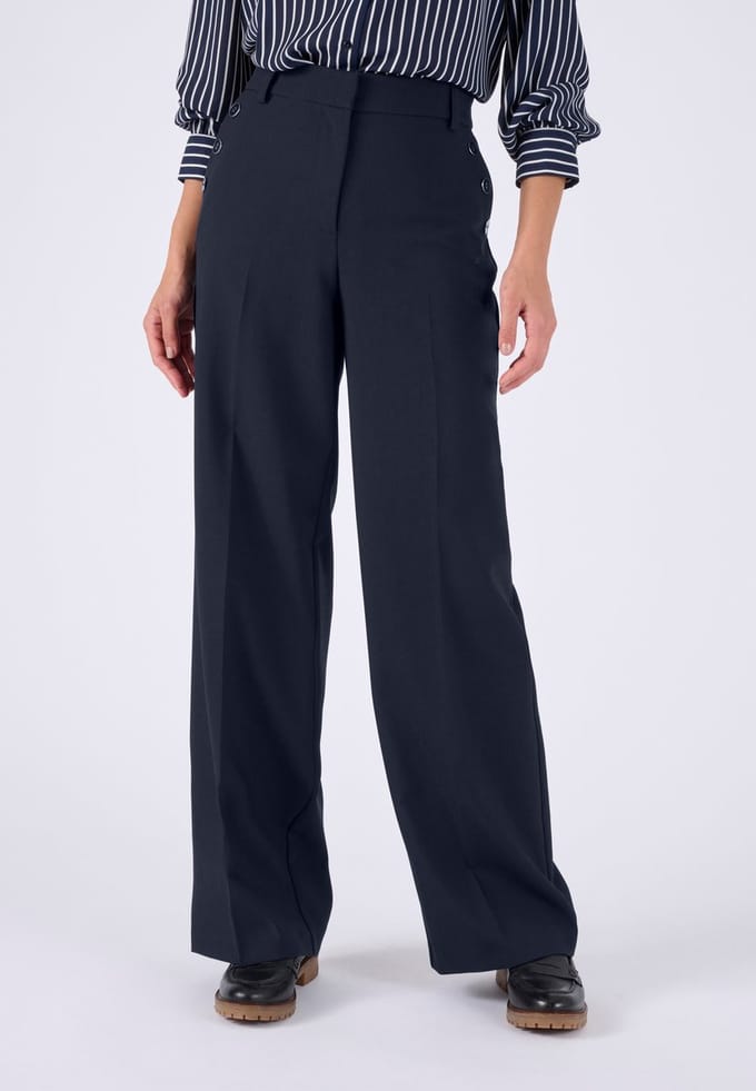 Damart - Wijde broek brugeffect - Dames - Blauw - 44