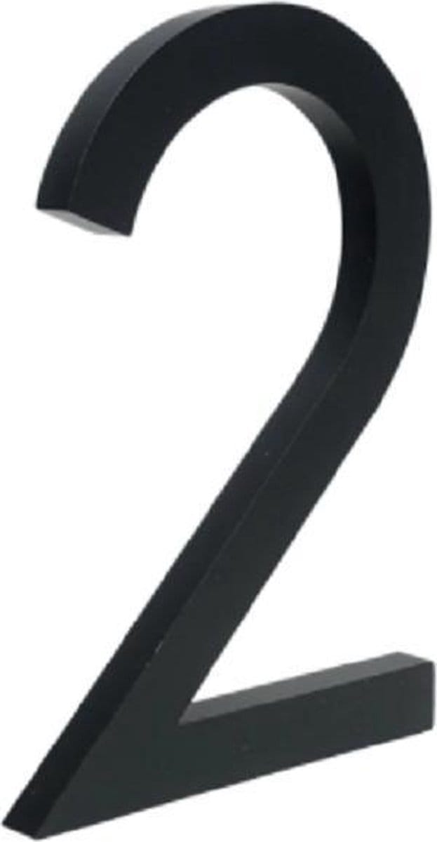 zwart huisnummer 2 - zwart modern huisnummer- 25cm hoog