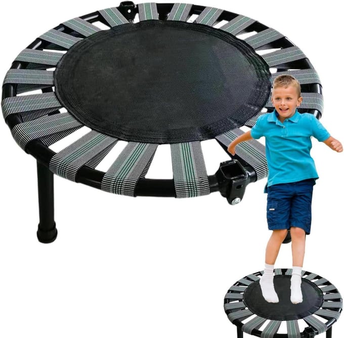 Fitnesstrampoline - Mini trampoline - Thuis trainen - Opvouwbaar ontwerp - 45 x 16 cm - Grijs