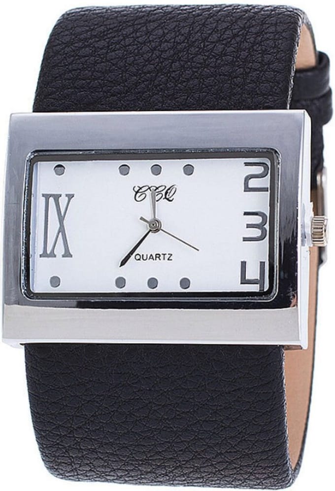 Hidzo Horloge Quartz Analoog Ø 40/31 - Zwart - Kunstleer