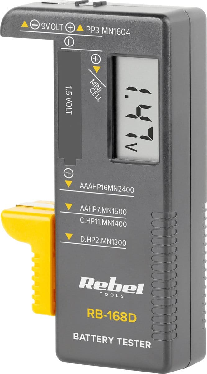 Rebel Batterijtester voor AAA / AA / C / D / 9V / Knoopcellen LCD display