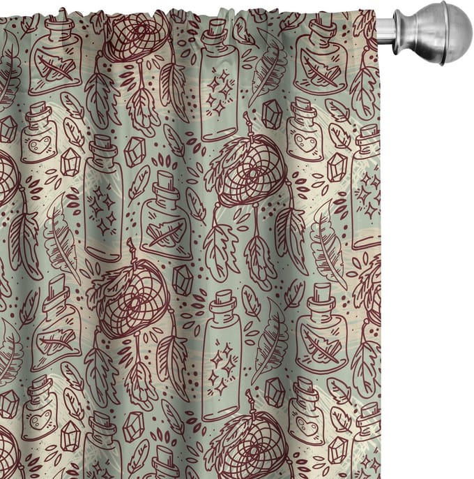 ABAKUHAUS Boho Gordijnen – 2x75x175 cm – Microfiber – Halverdonker