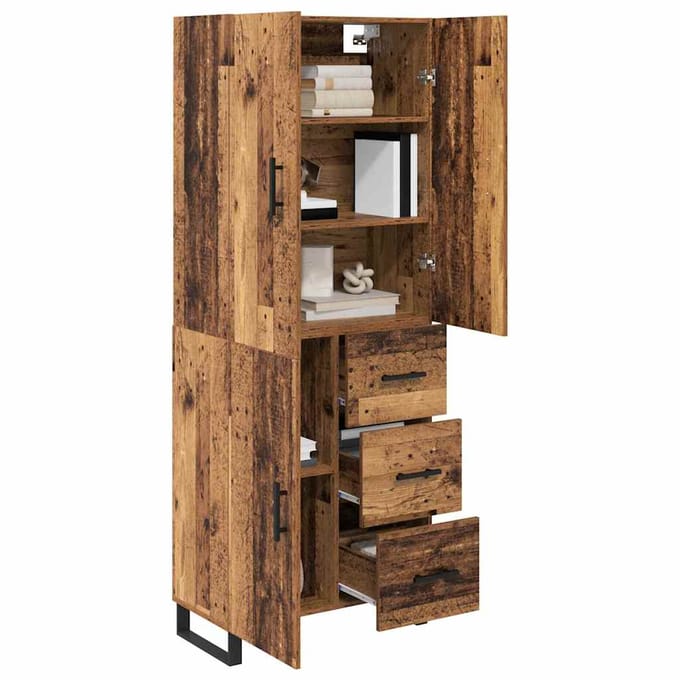 vidaXL - Highboard - 2 - st - Oud - Hout - 69,5 - x - 34 - x - 180 - cm