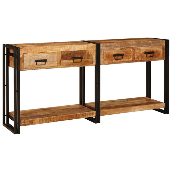 vidaXL - Wandtafels - 2 - st - Bruin - 161 - x - 33 - x - 75 - cm - Massief - Mango - Hout