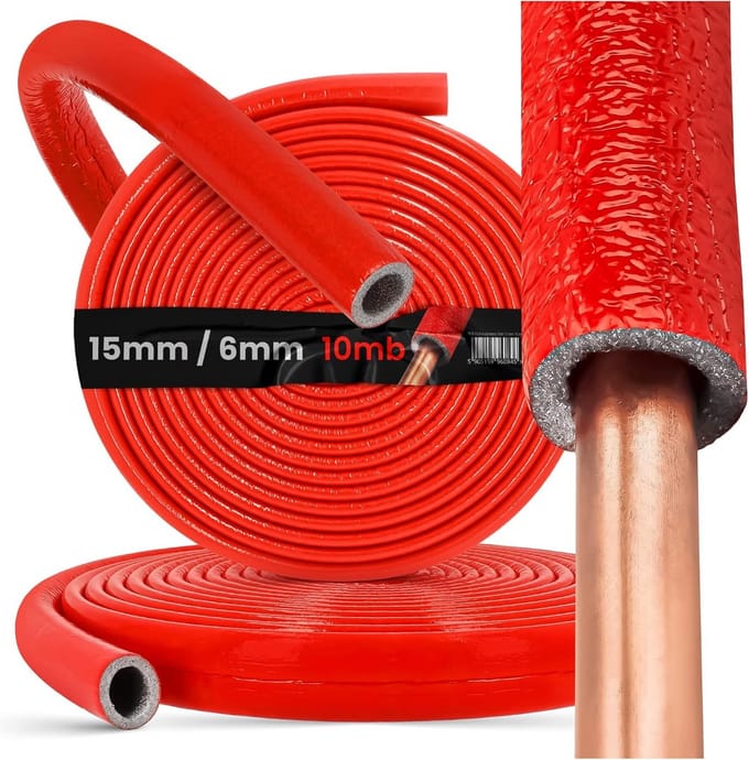 Isolatieslang PE-Schuim voor Verwarming en Warmwaterleiding 15/6 mm 10m Rood