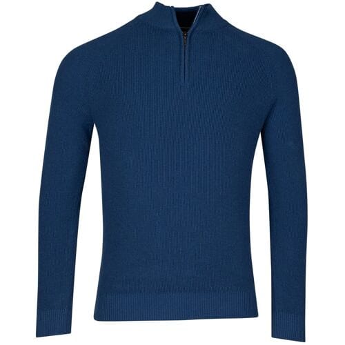 Baileys Trui Uni Color Half Zip Raglan Sleeves Rib Knit Cobalt / male