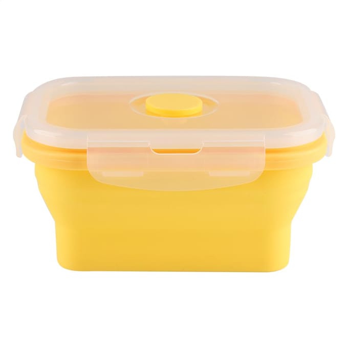 350ml Rechthoekige Siliconen Bento Box Opvouwbare Lunchbox Magnetron Voedselcontainer (Geel) geel