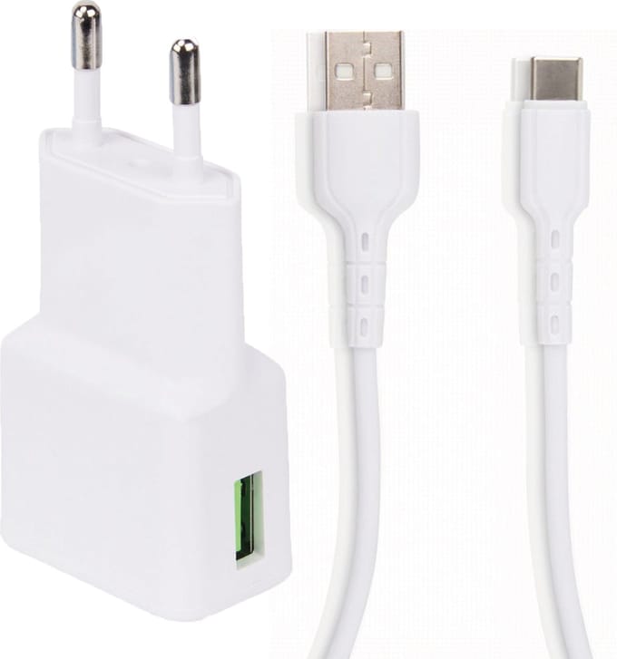 Usb stekker - Oplader geschikt voor Samsung adaptive fast charging - 15w - usb a naar usb c - 2 meter - wit