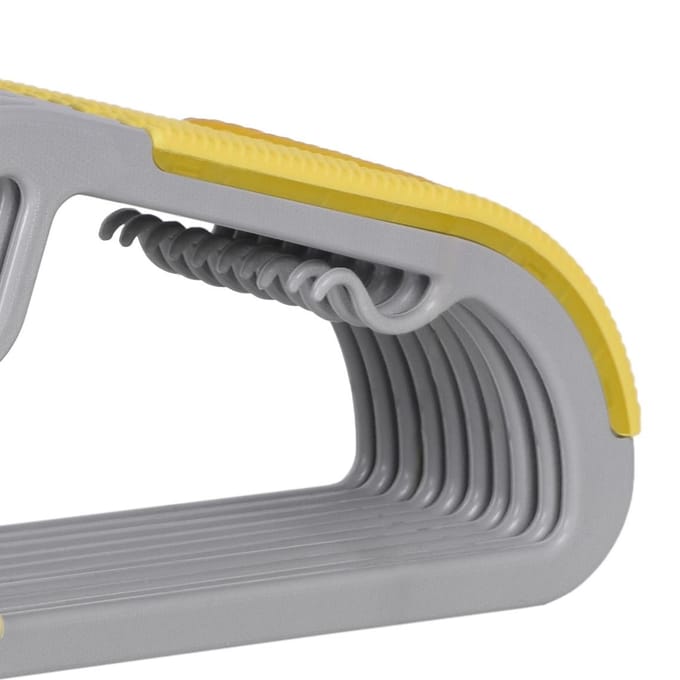 20x Antislip Kledinghangers Flexi Grijs-Geel - Ruimtebesparend & Duurzaam
