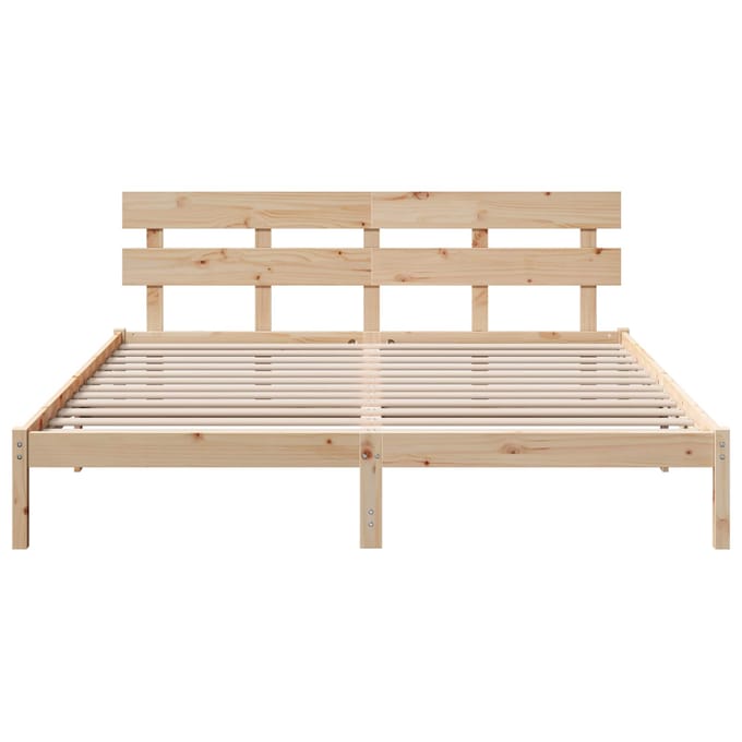 vidaXL - Bedframe - met - hoofdeinde - Bruin - 200 - x - 200 - cm - Massief - grenenhout