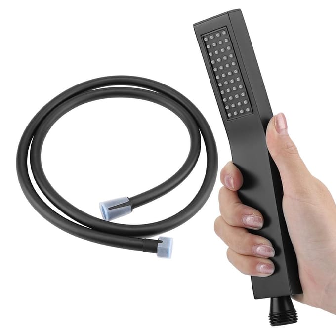 Mat Zwart Messing Vierkante Handdouche Badkamer Sproeier Handdouche met Slang black
