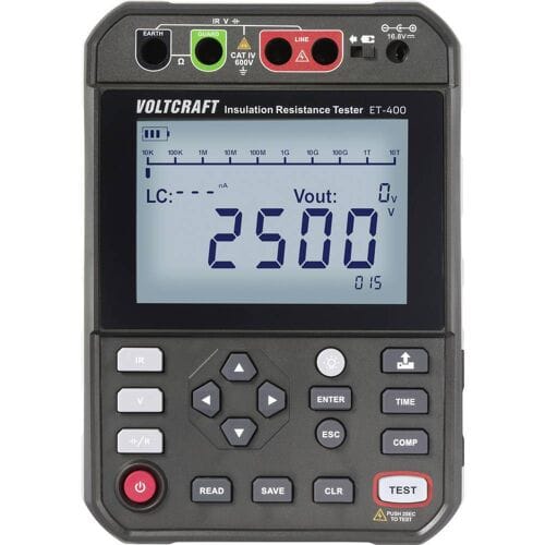 VOLTCRAFT ET-400 Isolatiemeter 250 V, 500 V, 1000 V, 2500 V 2.5 TΩ