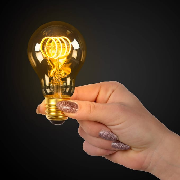 Lucide A60 TWILIGHT SENSOR - Filament lamp - Ø 6 cm - LED - E27 - 1x4W 2200K - Dag/nacht sensor - Amber