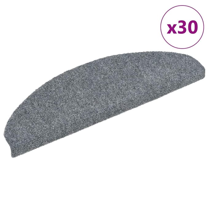 vidaXL - Trapmatten - Zelfklevend - 30 - stuks - 65x21x4 - cm - Lichtgrijs - Halfrond - Groot