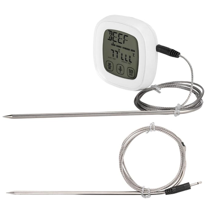 Digitale Barbecue Thermometer met Touchscreen en Timerfunctie Keuken Kookaccessoire black