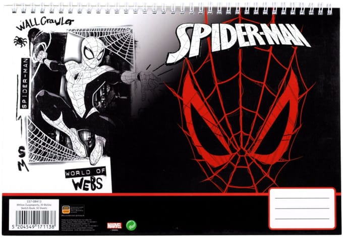 Spiderman World of Webs A/4 spiraal schetsboek, 30 bladen