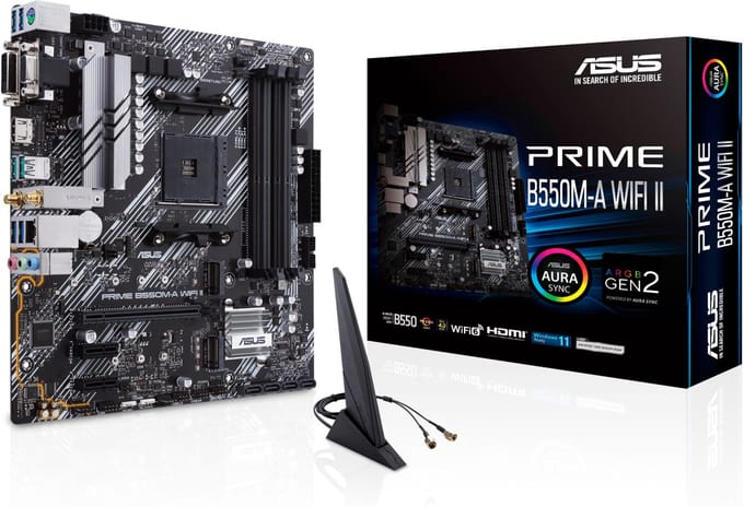 ASUS PRIME B550M-A WIFI II Moederbord - AMD B550 - AMD AM4 - DDR4 RAM - Micro-ATX