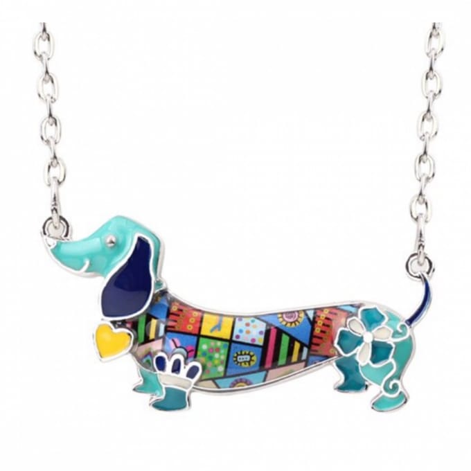 Teckel ketting- Blauw- Emaille - Charme Bijoux