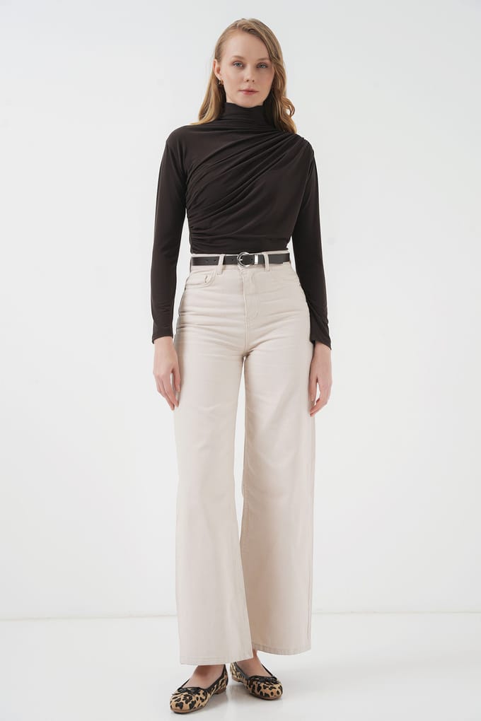 Fitted Colblouse met Drapé Detail