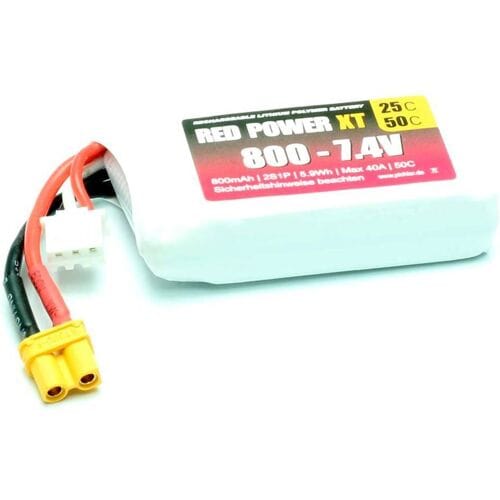 Red Power LiPo accupack 7.4 V 800 mAh 25 C Softcase XT30