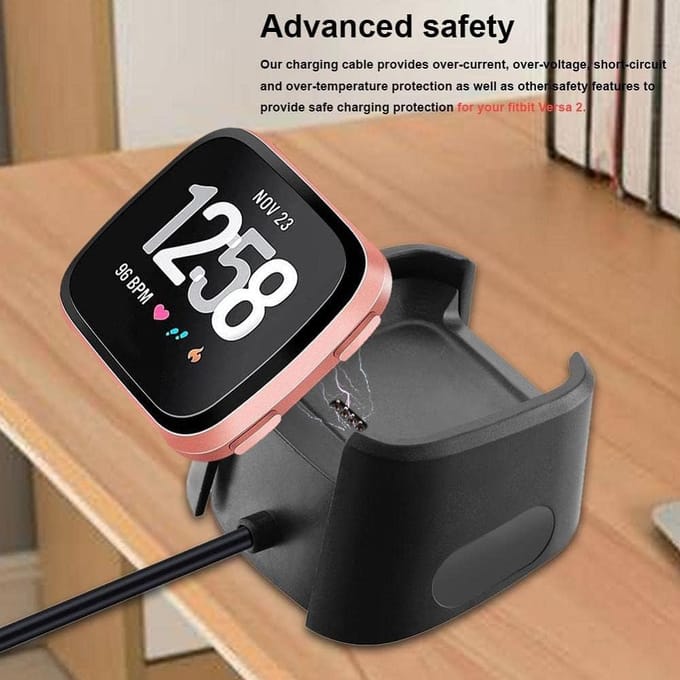 1m USB-oplaadkabel Stroomopladerkabel voor Fitbit Versa 2 Smart Watch Zwart gray
