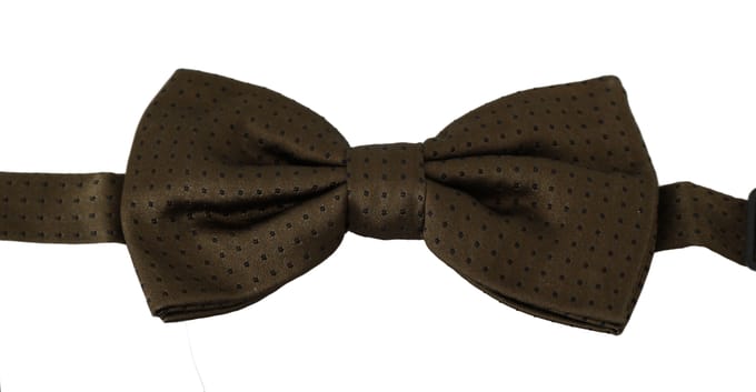 Dolce & Gabbana bruin polka stippen zijde verstelbare hals Papillon heren stropdas