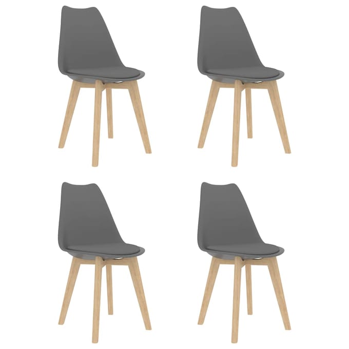vidaXL - Eetkamerstoelen - 4 - st - kunststof - grijs