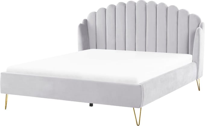 AMBILLOU - Tweepersoonsbed - Lichtgrijs - 180 x 200 cm - Fluweel